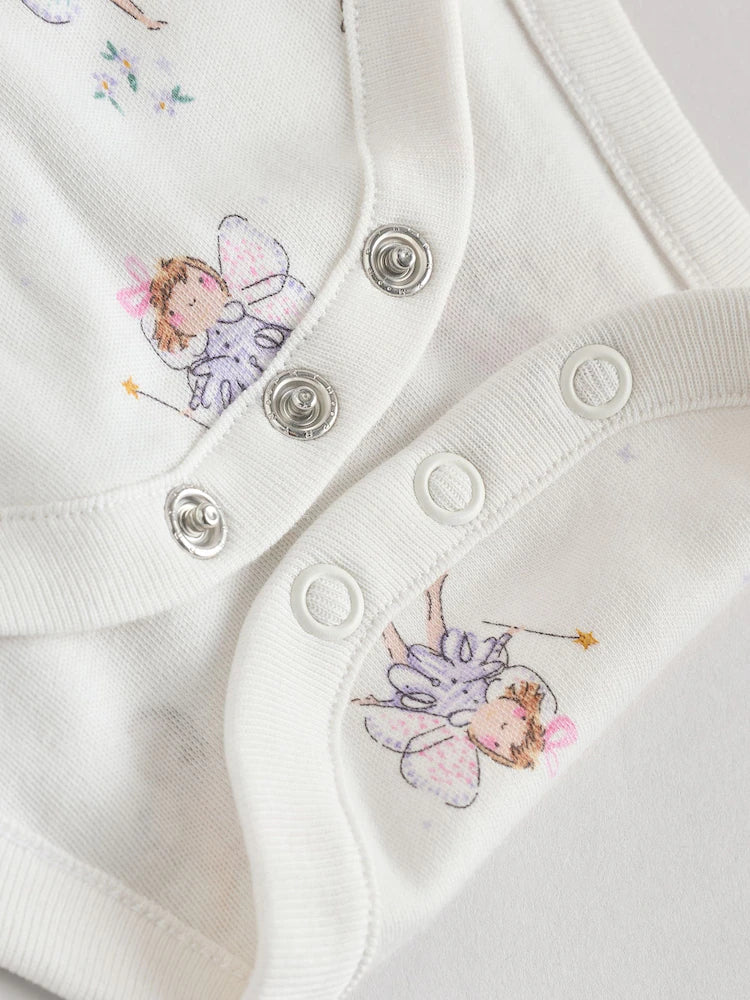 |BabyGirl| Pacote Com 3 Macacões De Manga Comprida Ecru Fairy Baby