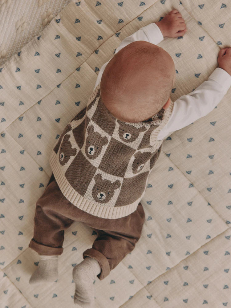 |BabyBoy| Conjunto De Bebê Com Colete, Camisa e Calça De Malha Neutral Bear (0 meses a 2 anos)