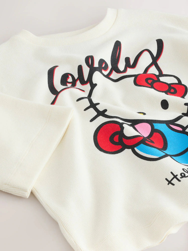 |BigGirl| Camiseta Branca Hello Kitty Com Estampa Aconchegante (3-16 anos)