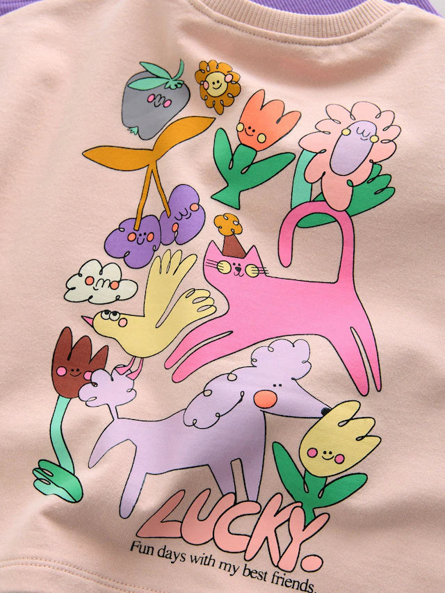 |Girl| Conjunto De Blusa e Shorts Rosa Lucky Dog (3 meses a 7 anos)