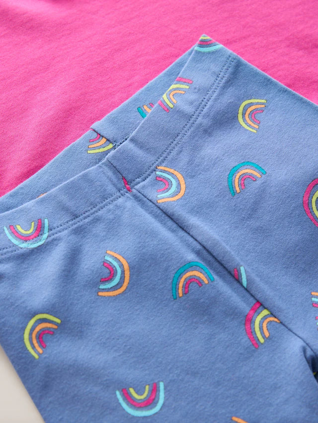 |Girl| Conjunto De Camiseta De Manga Curta e Shorts De Ciclismo Rosa Arco-Iris (3 meses a 6 anos)