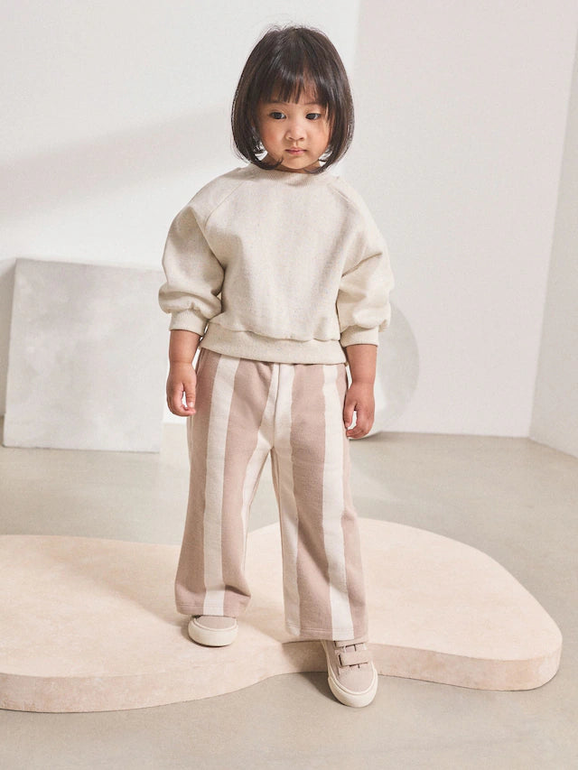 |Girl| Calças Largas Com Listras Neutras (3 meses a 7 anos)