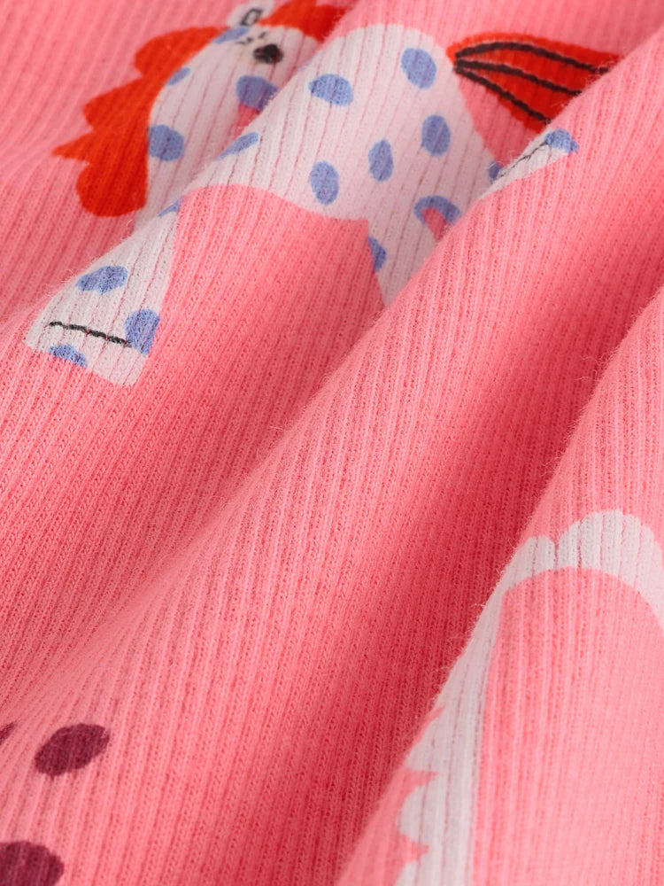 |Girl| Camiseta De Manga Comprida Com Estampa De Unicórnio Rosa Canelado (3 meses a 7 anos)