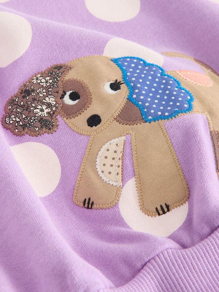 |Girl| Conjunto De Moletom e Leggings Com Bolinhas Roxas Para Cachorros (3 meses a 7 anos)