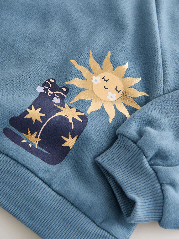 |Girl| Moletom Blue Celestial Com Gola Redonda (3 meses a 7 anos)