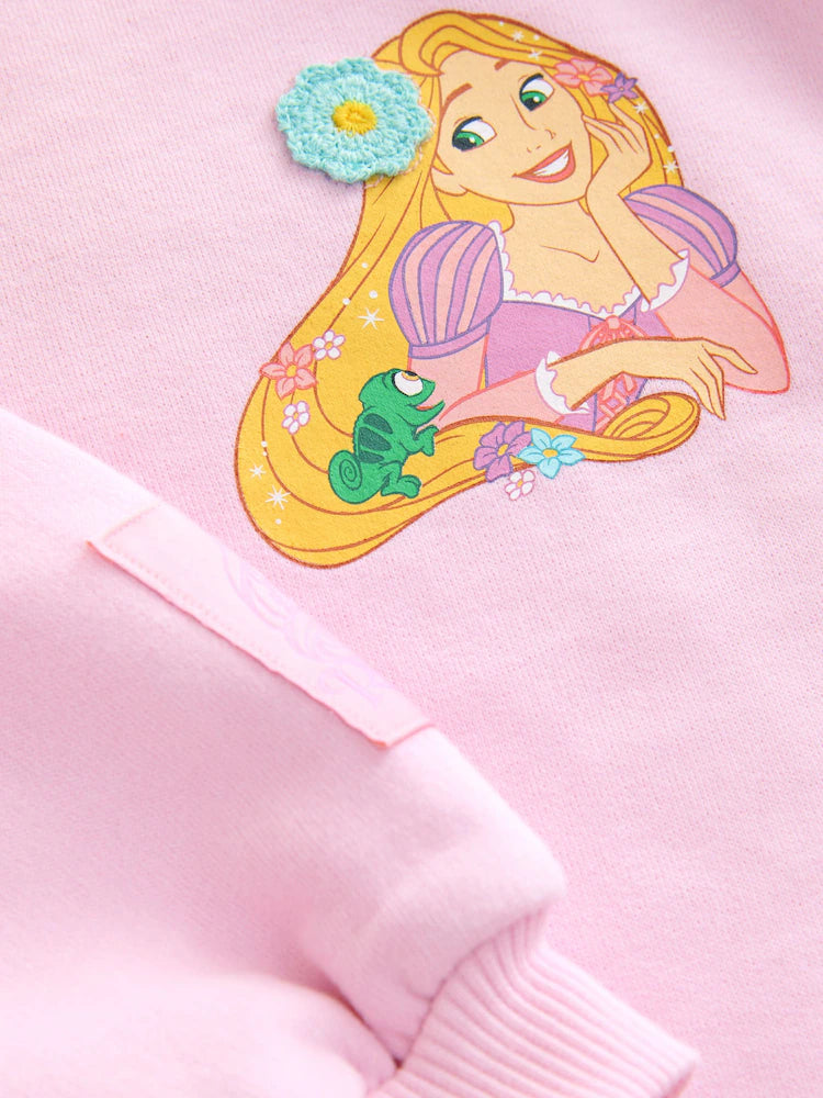 |Girl| Conjunto De Moletom e Legging Flare Da Princesa Rapunzel Rosa Da Disney (3 meses a 7 anos)