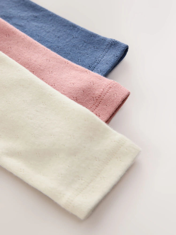 |Girl| Blusas Bordadas De Manga Comprida Rosa/Azul/Creme (3 meses a 7 anos)