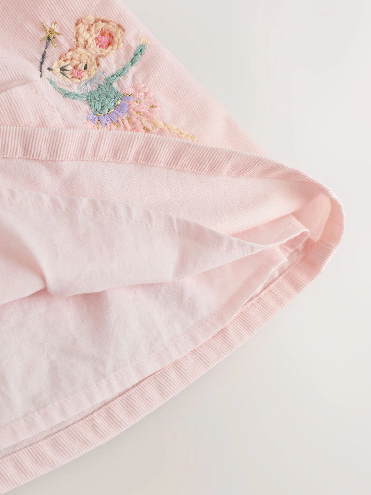 |BabyGirl| Vestido De Bebê Com Gola Trançada e Meia-Calça Rosa (0 meses a 2 anos)