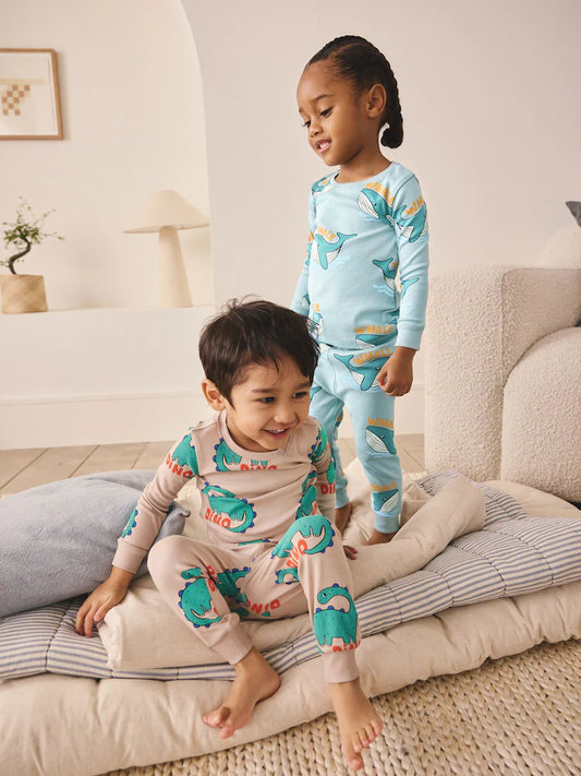 |Boy| Conjunto De 3 Pijamas Slim Fit Nas Cores Vermelho, Azul e Bege (9 meses a 10 anos)