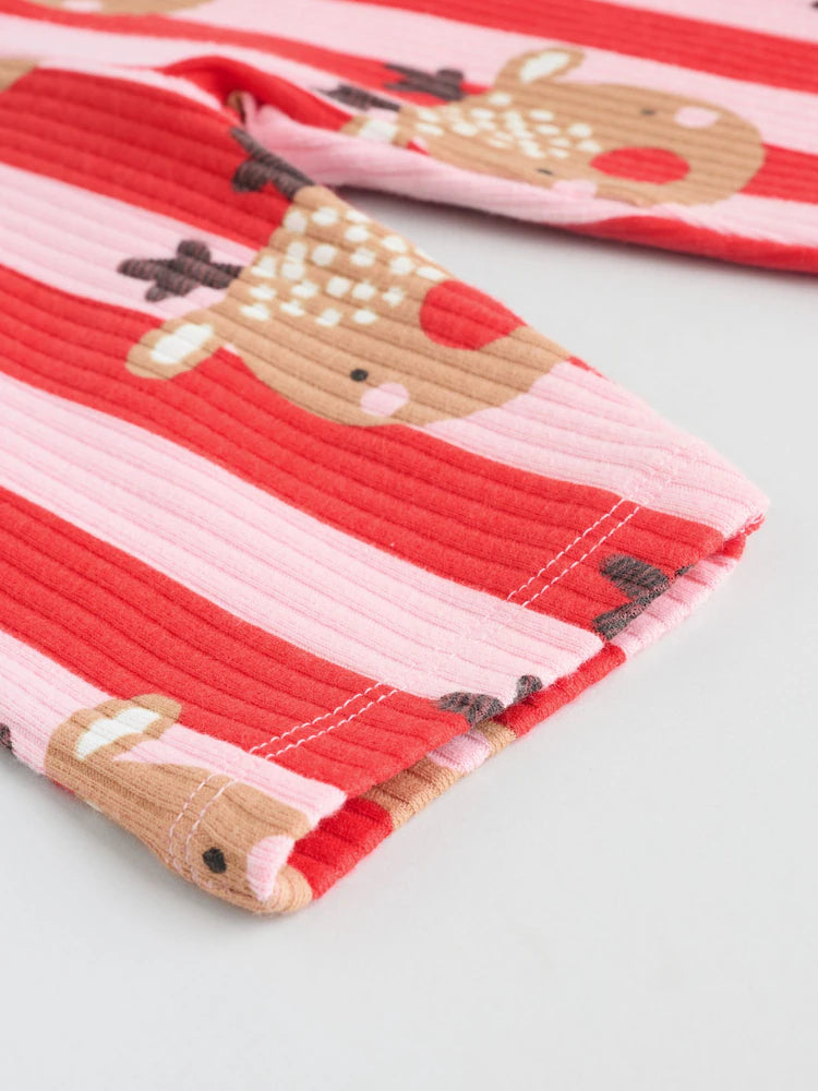 |BabyGirl| Conjunto De Moletom e Calça De Moletom De Rena Vermelha/Rosa Para Bebê (0 meses a 2 anos)