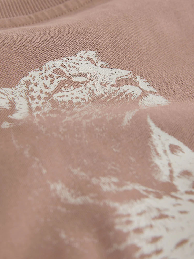 |Boy| Camiseta De Manga Curta Com Estampa De Tigre Wild Vibes Em Tons Neutros/Bege (3 meses a 7 anos)