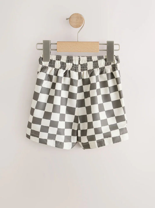 |Boy| Shorts De Banho Com Estampa De Xadrez (3 meses a 7 anos)