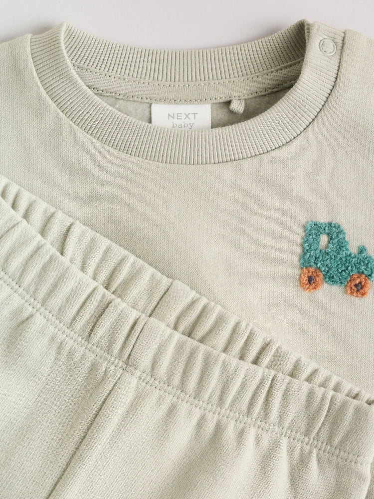 |BabyBoy| Conjunto De Suéter e Calça De Moletom Verde Sálvia Para Bebê (0 meses a 2 anos)