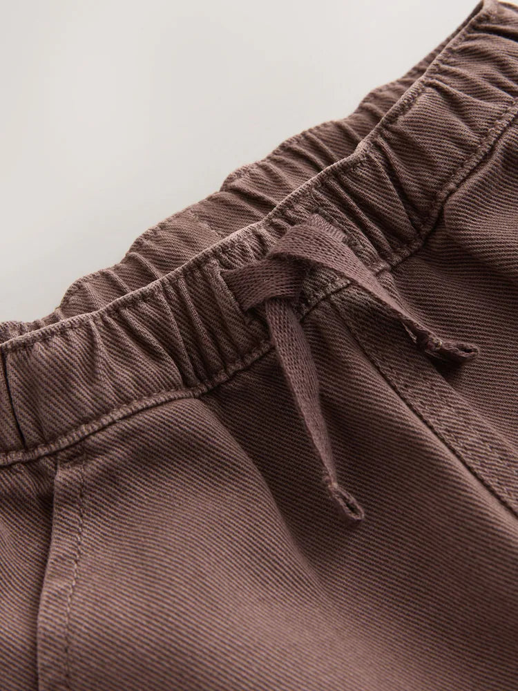 |Boy| Calça Cargo Marrom Lavada De Perna Larga (3 meses a 7 anos)