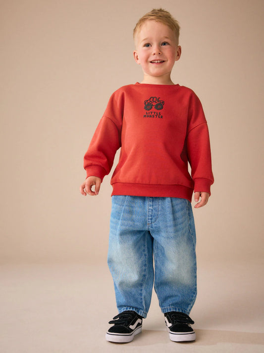 |Boy| Calça Jeans Modelagem Barrel Azul-Médio (3 meses a 7 anos)