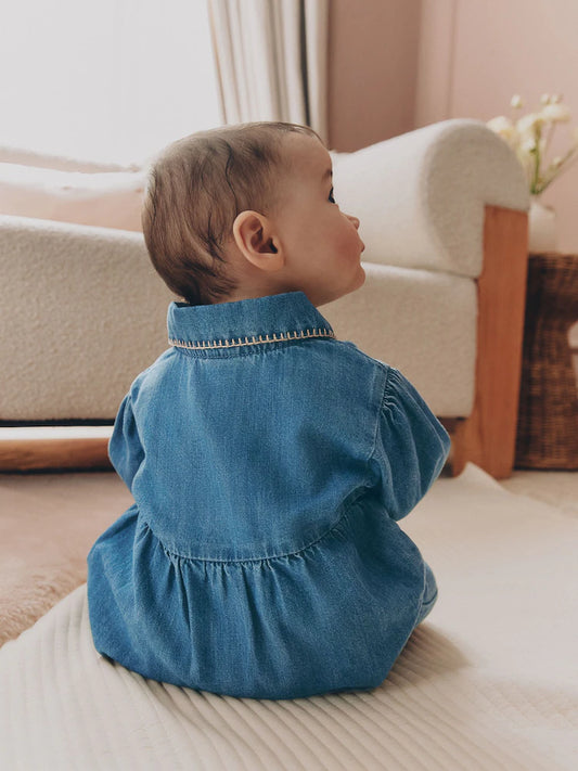 |BabyGirl| Macacão Azul Jeans Para Bebê (0 meses a 2 anos)