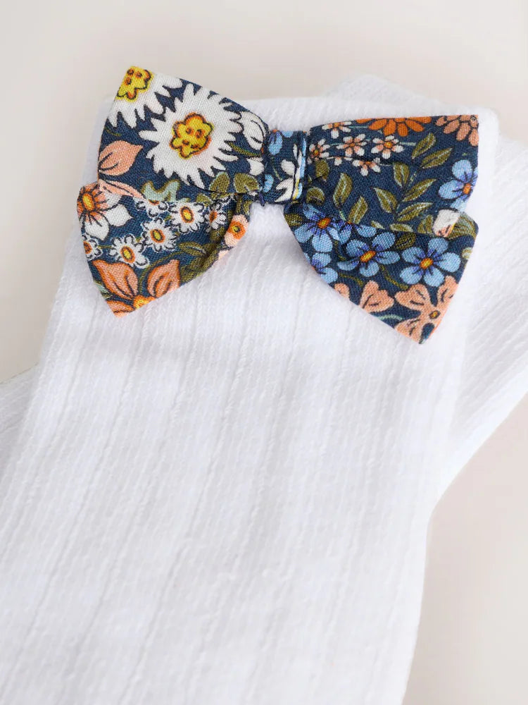 |BabyGirl| Conjunto De 3 Peças Para Bebê: Vestido De Tecido Floral Azul, Calcinha e Meias (0 meses a 2 anos)