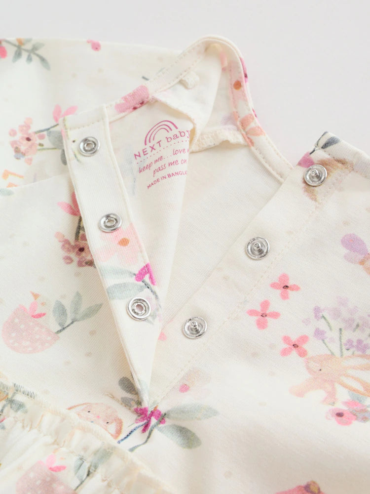 |BabyGirl| Kit com 2 Vestidos de Malha para Bebé com Estampado Floral Rosa (0 meses a 2 anos)