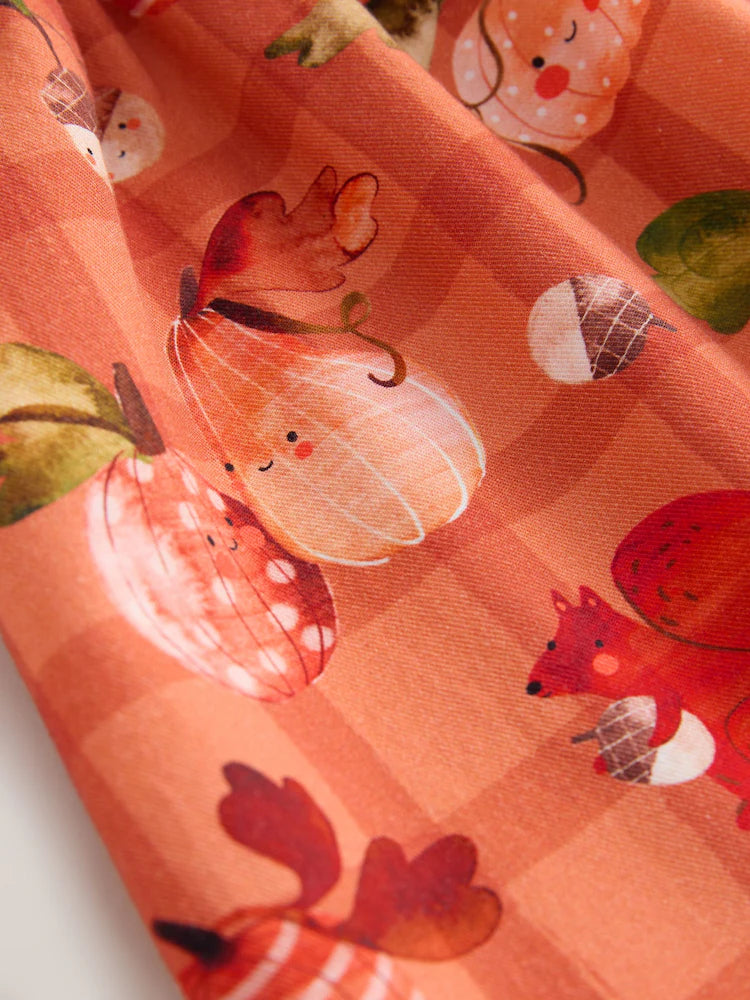 |Girl| Vestido Laranja de Manga Longa com Estampa de Personagem em 3D (Outono) – (3 meses a 8 anos)
