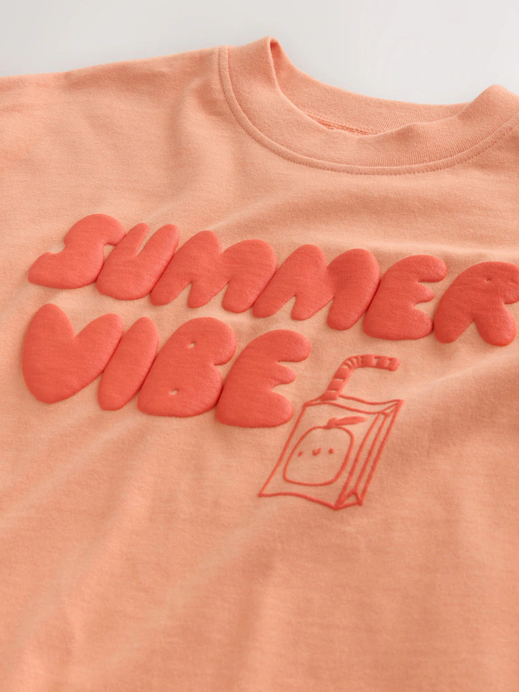|Girl| Camiseta Laranja De Manga Curta Para o Verão (3 meses a 7 anos)