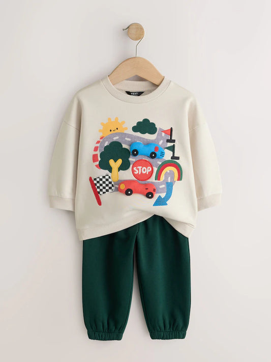 |Boy| Conjunto Jogger Cru com Gola Careca (3 meses a 7 anos)