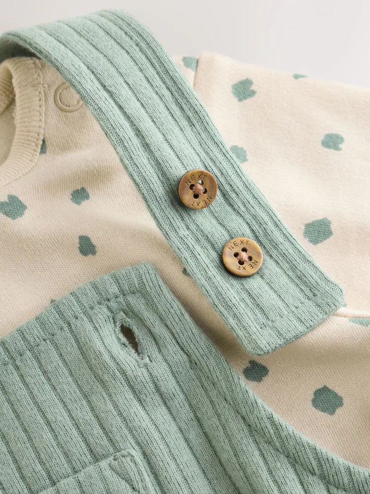 |BabyBoy| Conjunto De Jardineira e Body Verde Para Bebê (0 meses a 2 anos)