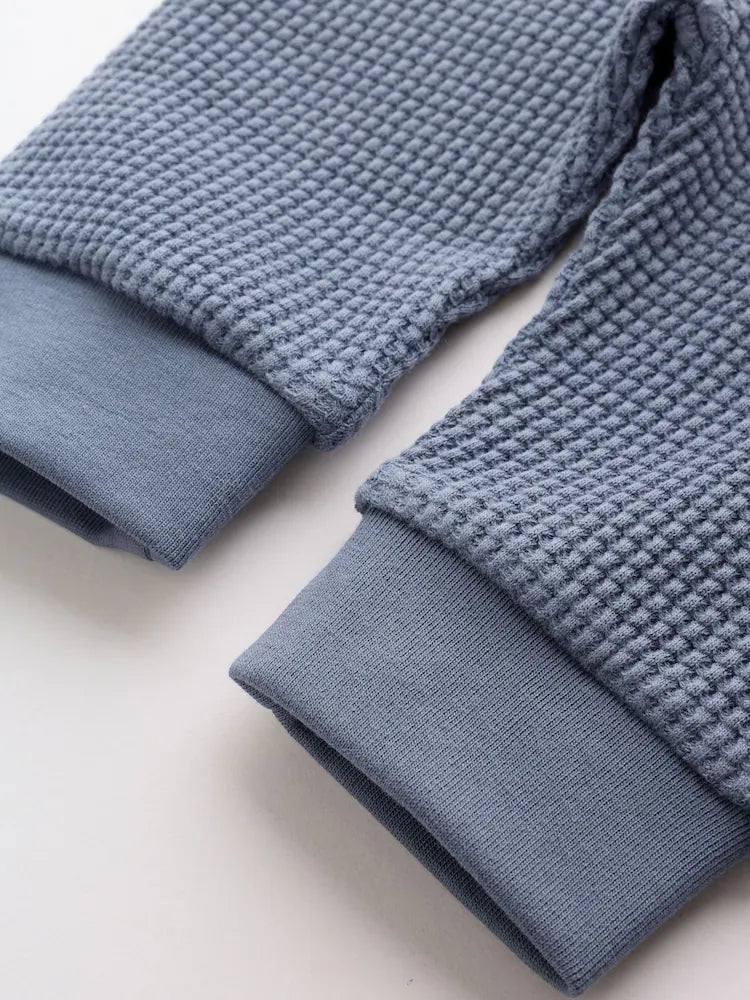 |BabyBoy| Conjunto De Blusa Texturizada e Legging Azul Para Bebês (0 meses a 2 anos)