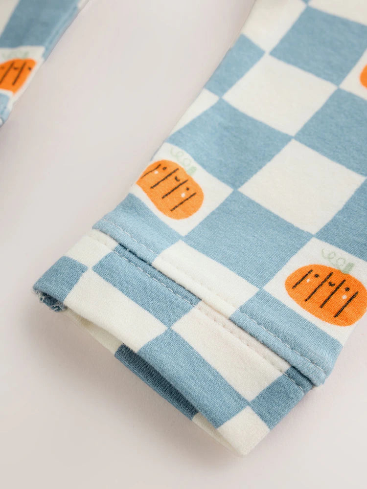 |BabyBoy| Conjunto De Blusa e Legging para Bebé com Estampado de Abóboras Azuis (0 meses a 2 anos)