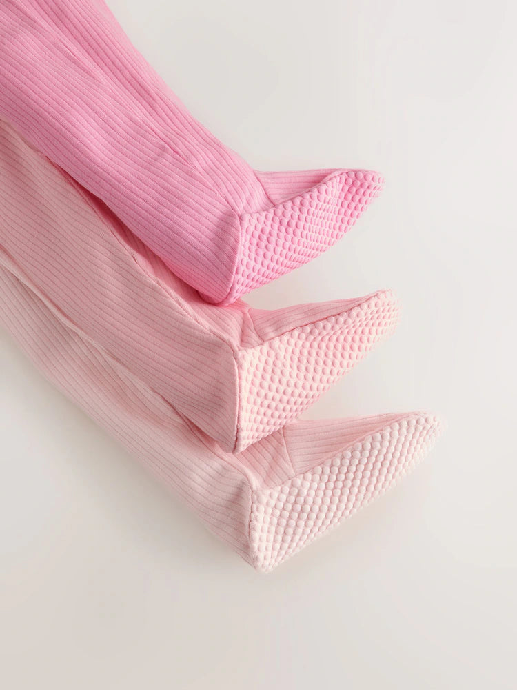 |BabyGirl| Kit Com 3 Macacões De Bebé Rosa com Fecho Bidirecional (0 aos 2 anos)