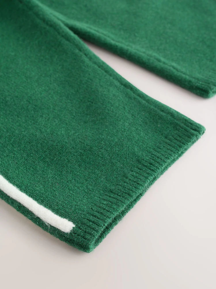 |Girl| Conjunto De Suéter De Gola Redonda e Calça De Moletom NYC Em Tricô Verde Escuro (3 meses a 7 anos)