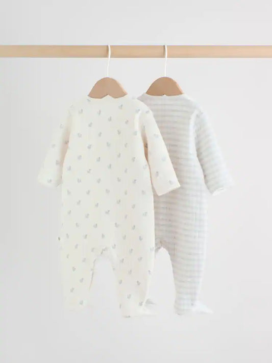 |BabyBoy| Conjunto De 2 Macacões Acolchoados Cinza Para Bebês