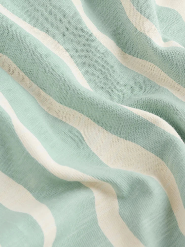 |BabyGirl| Macacão Infantil De Malha Comprida Com Listras Verde-Sálvia (0 meses a 3 anos)