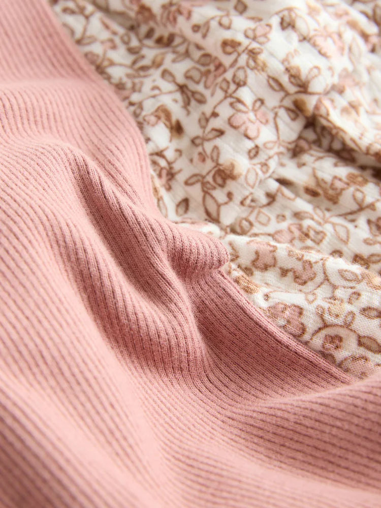 |Girl| Conjunto De Blusa De Manga Comprida e Leggings Com Estampa Floral Miúda Em Tons Neutros (3 meses a 7 anos)