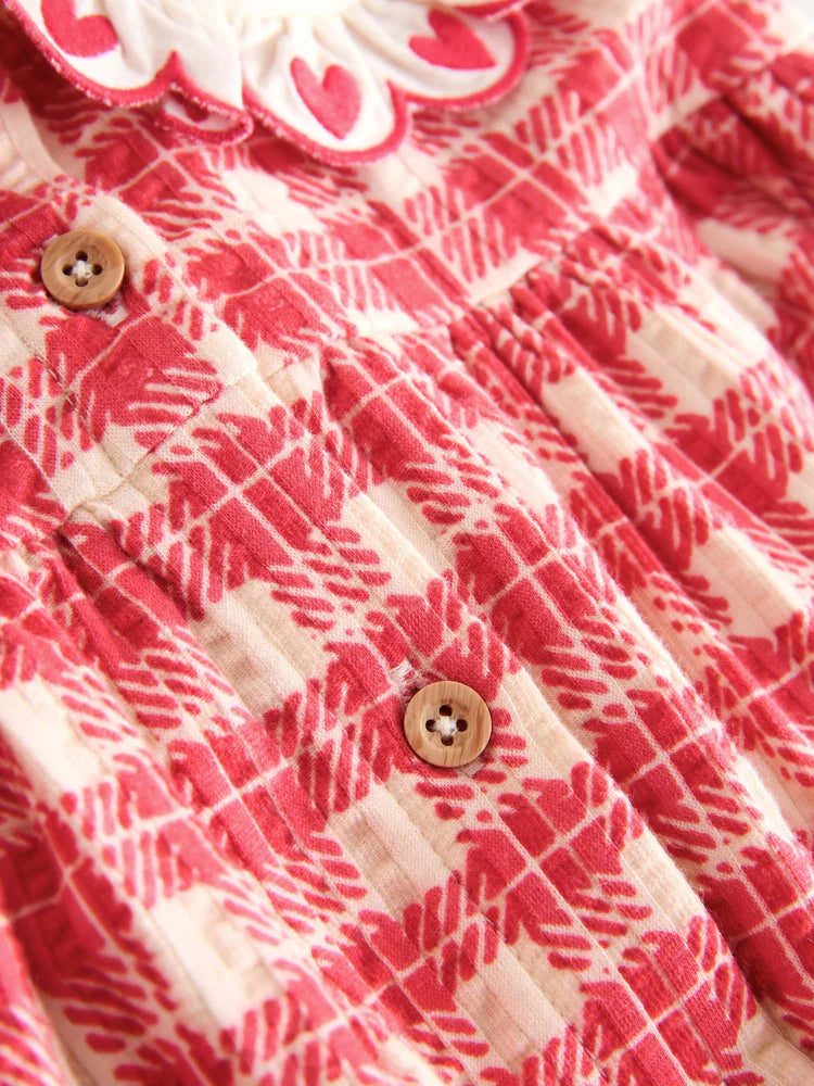 |Girl| Vestido De Verão Xadrez Vermelho Com Gola (3 meses a 7 anos)