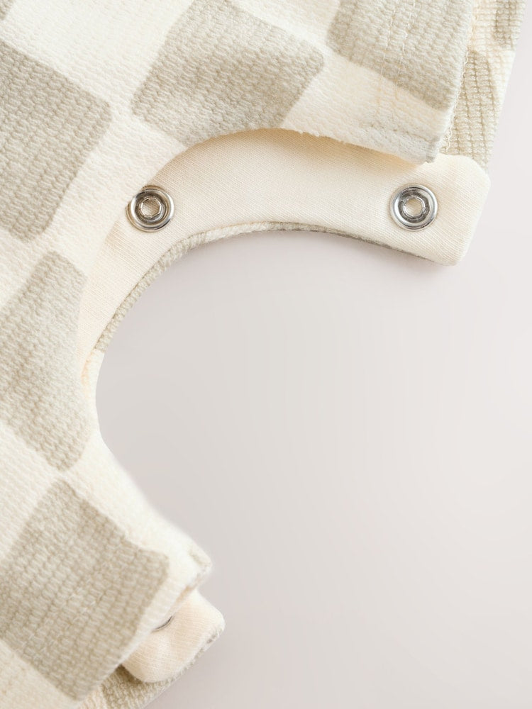 |BabyBoy| Conjunto De Jardineira e Body Xadrez Preto e Branco Para Bebê (0 meses a 2 anos)