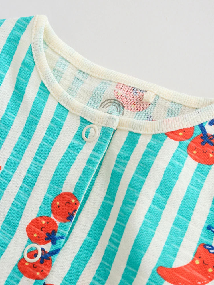 |BabyBoy| Conjunto Com 4 Macacões De Bebê Em Malha Com Estampa De Tomate