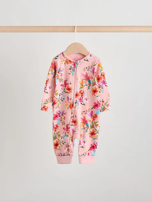 |BabyGirl| Conjunto De 3 Macacões De Dormir Para Bebês Com Zíper Duplo Colorido (0 meses a 3 anos)