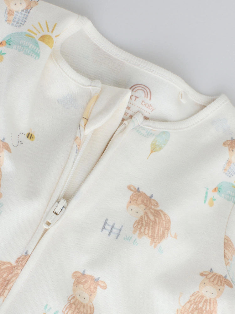 |BabyBoy| Conjunto De 3 Macacões De Dormir Para Bebês Hamish, Cor Creme, Com Zíper Duplo (0 meses a 3 anos)