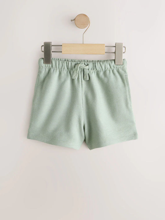 |Boy| Kit com 3 Shorts Texturizados com Listras em Verde-Sálvia, Amarelo-Suave e Tons Pastel (3 meses a 7 anos)