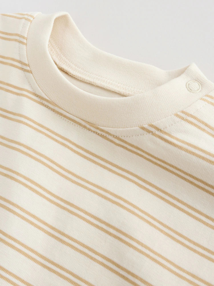 |BabyBoy| Conjunto De 4 Camisetas De Manga Curta Para Bebês Nas Cores Azul Mineral, Neutro e Laranja (0 meses a 2 anos).