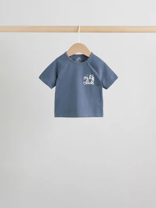|BabyBoy| Conjunto De Bebê Milk Club, 6 Peças (0 meses a 3 anos), Composto Por Blusa e Shorts Nas Cores Azul e Bege