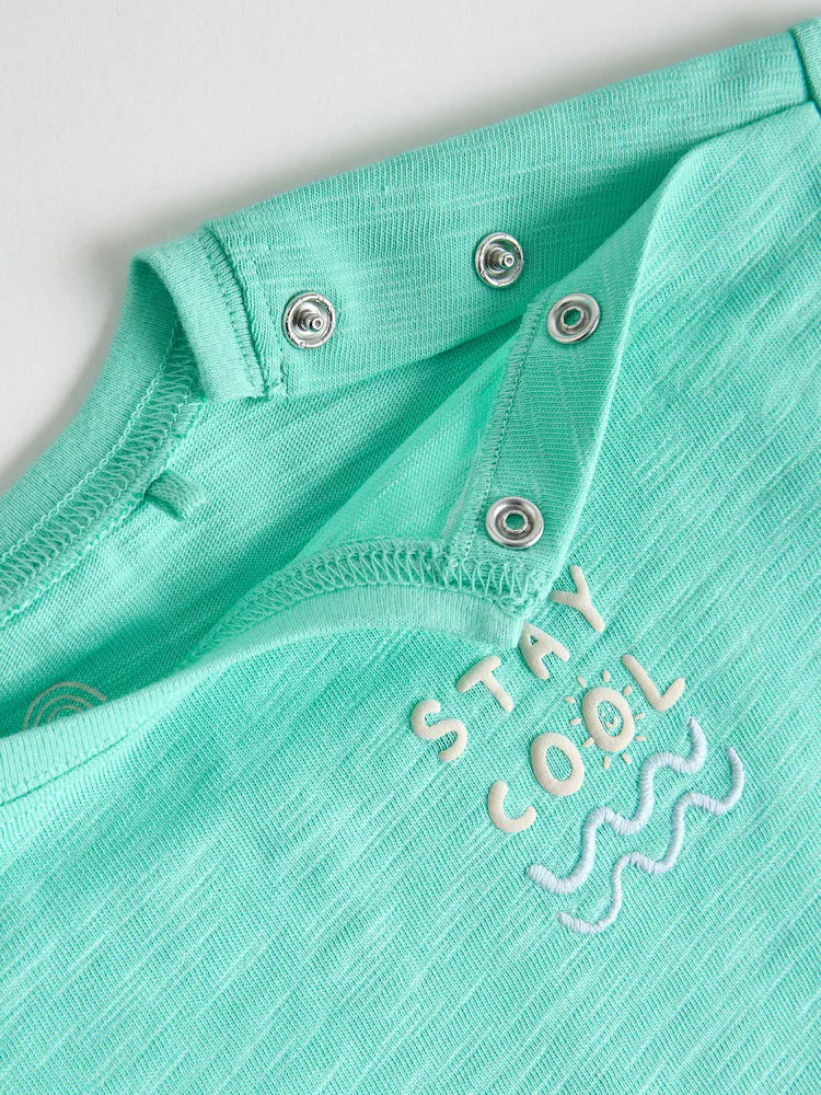 |BabyBoy| Conjunto De Blusa e Calça Listradas Em Verde e Azul Para Bebês (0 meses a 2 anos)
