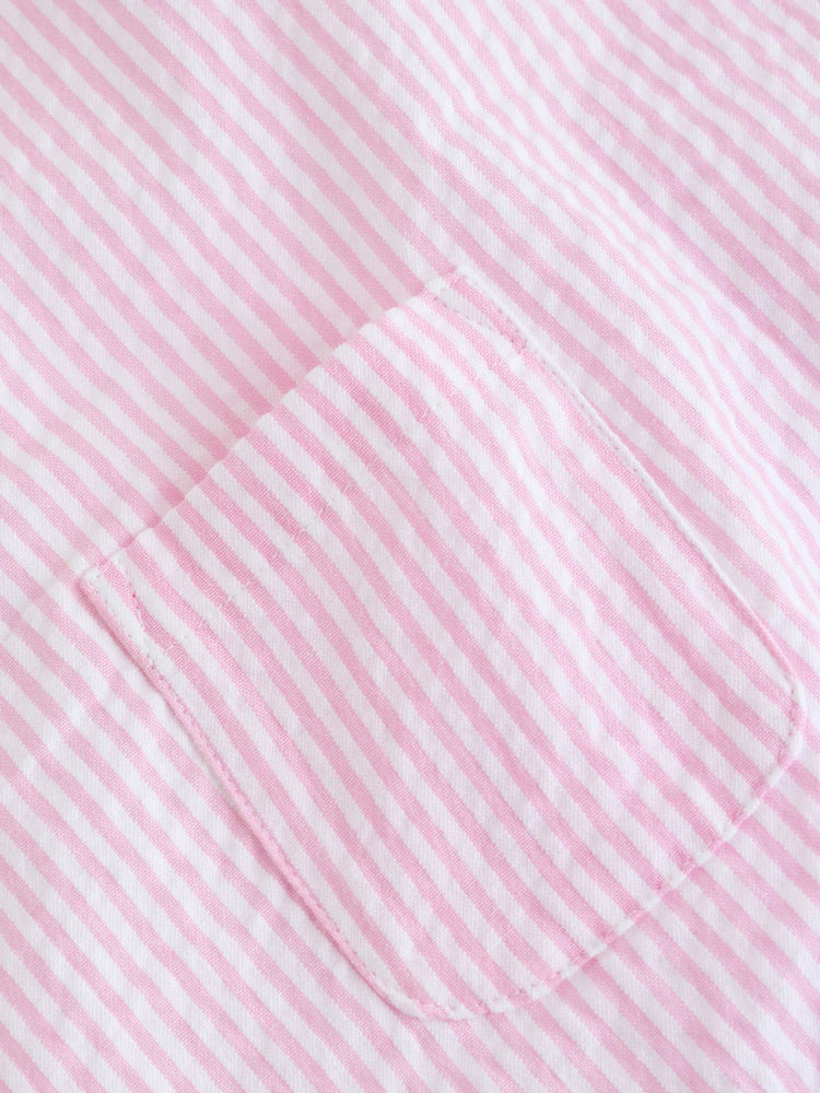 |BabyGirl| Conjunto De Jardineira e Body Listrados Rosa e Branco Para Bebê (2 peças, de 0 meses a 2 anos)