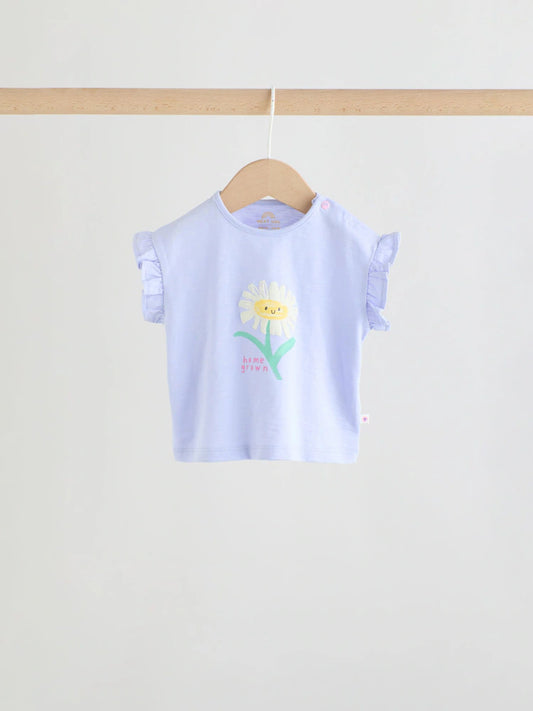 |BabyGirl| Conjunto De Bebê Com 6 Peças (0 meses a 2 anos) - Blusa De Manga Curta e Shorts com vários personagens