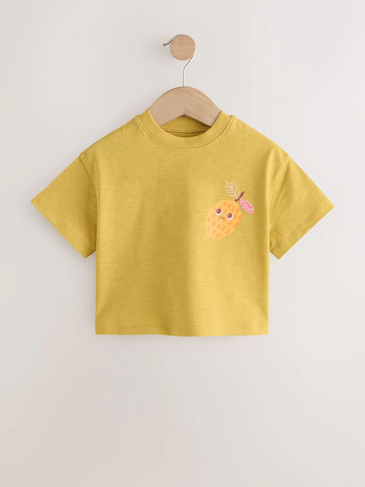|Girl| Conjunto De 3 Camisetas Verdes Com Estampa De Frutas (3 meses a 7 anos)
