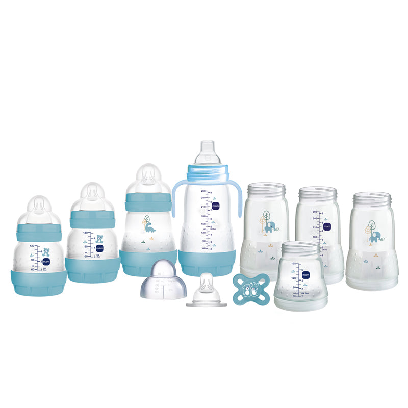MAM Kit Iniciante de Mamadeiras Anti-Cólicas / Auto Esterilizáveis 11 itens & 17 itens