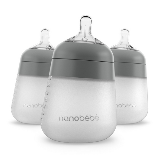 Nanobebe Flexy Silicone Garrafas Cinza 270ml 3 unidades