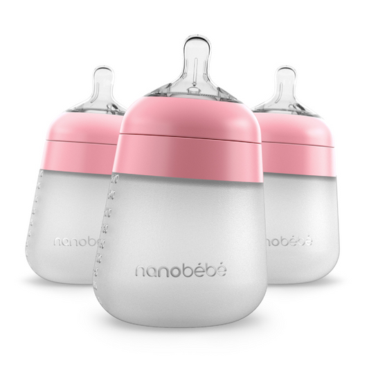 Nanobebe Flexy Mamadeiras em Silicone Rosa 270ml 3Pk