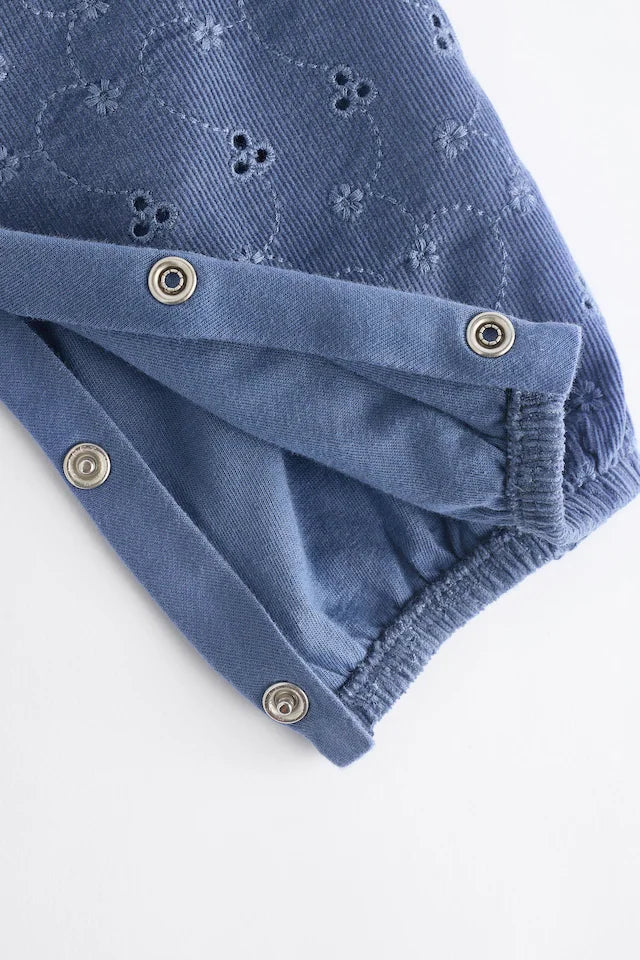 |BabyGirl| Conjunto De Macacão De Veludo Cotelê Azul Marinho e Manga Comprida (0 meses a 2 anos)