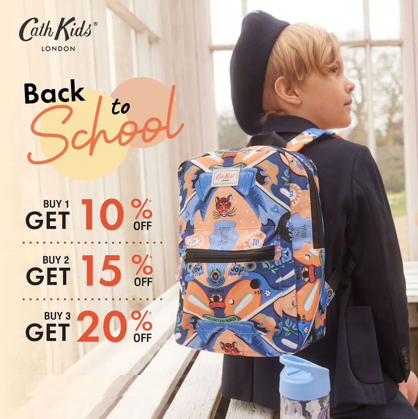 Cath Kidston Mochila Escolar Pinball Moderna Média em Azul - Unissex TAM 22 x 29 x 9 cm